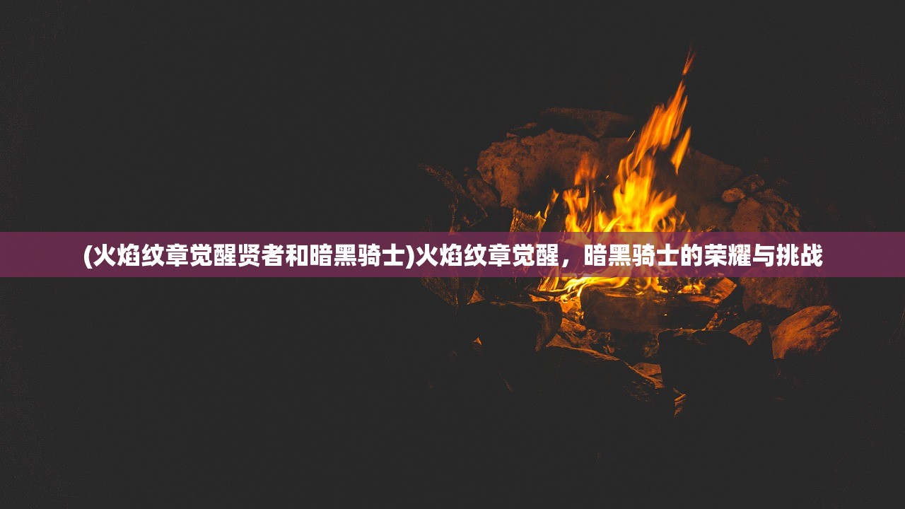 (火焰纹章觉醒贤者和暗黑骑士)火焰纹章觉醒，暗黑骑士的荣耀与挑战